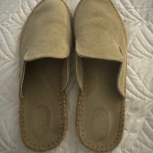 Beige Suede Slip-On Loafers